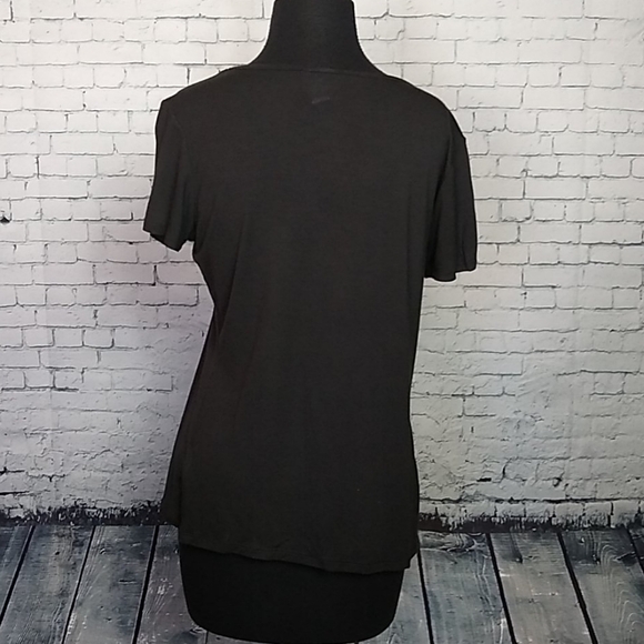 Jacqueline Smith Womens Small Black Studded Round Neck Tee T Shirt Mob Wife - Picture 4 of 9